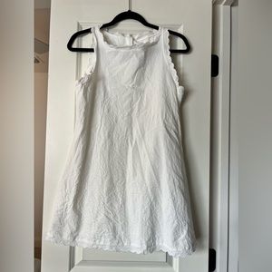 Mini Linen Dress With Scalloped Edges